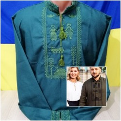 Рубашка-вышиванка мужская 1 шт (норма) лён VhV_090556
