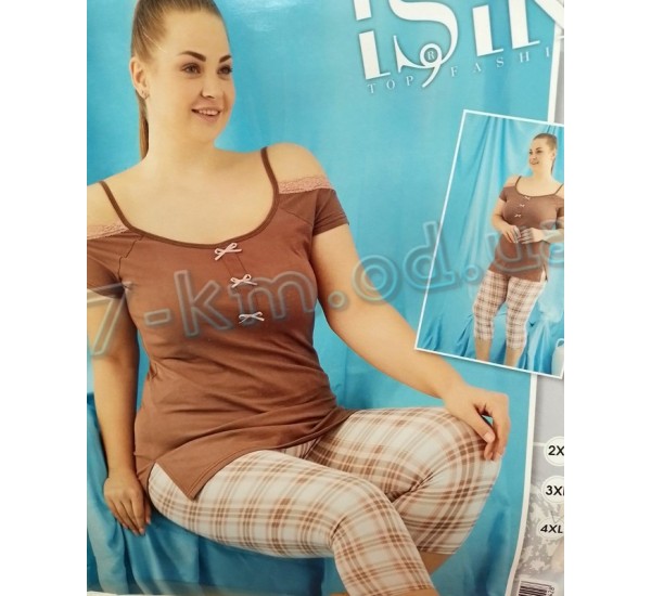 Пижама Isik (батал) женская HR1810_201229 трикотаж 3 шт (2XL-4XL)