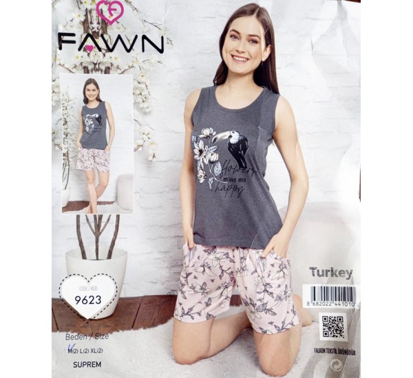 Піжама FAWN жіноча 3 шт (M-XL) трикотаж HR1810_250317