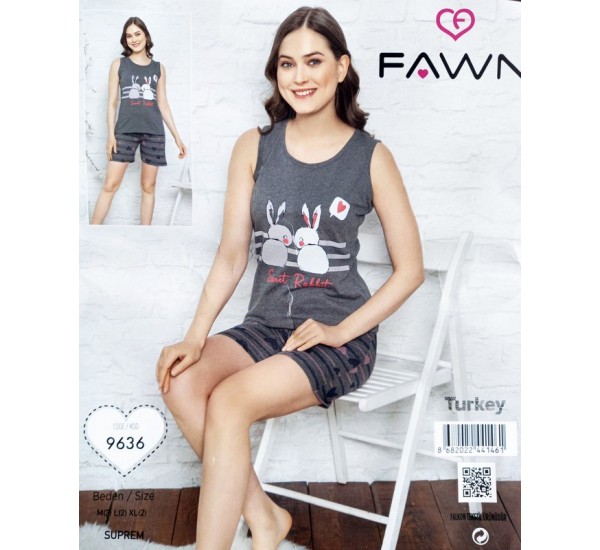 Піжама FAWN жіноча 3 шт (M-XL) трикотаж HR1810_250319