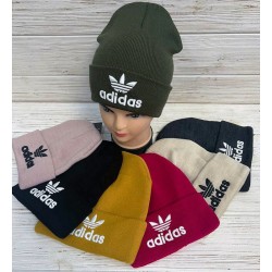 Шапка жіноча Adidas (подвійна в'язка) 5 шт рубчик ML903_260807