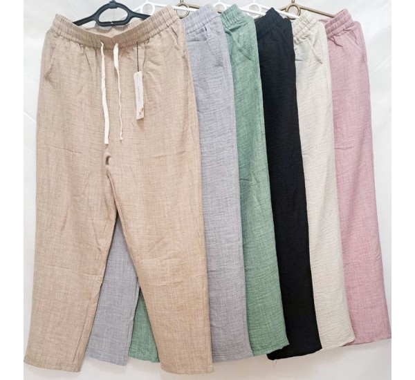Штани жіночі, льон 12 шт (4-7XL) DLD_5220