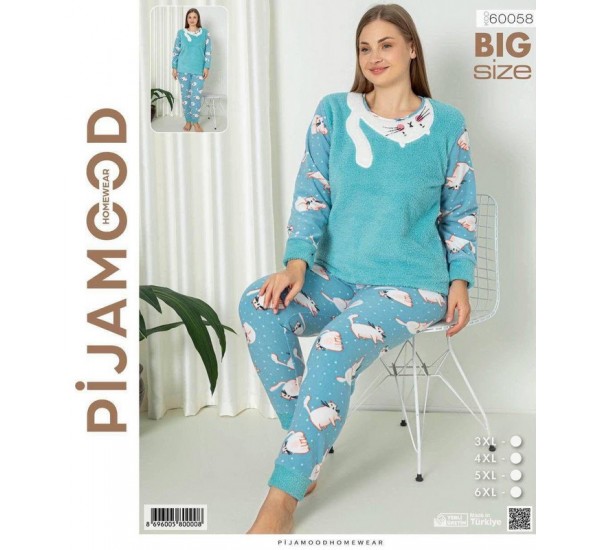 Пижама женская, махра/флис 4 шт (3-6XL) HR1930_60058