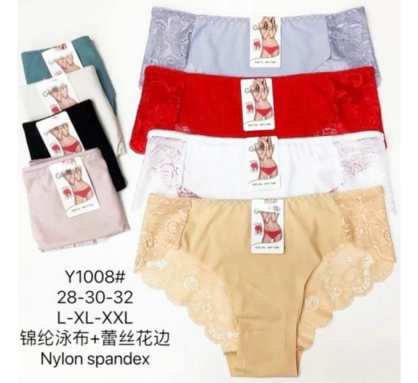 Труси жіночі 12 шт (L-2XL) нейлон KiE_Y1008