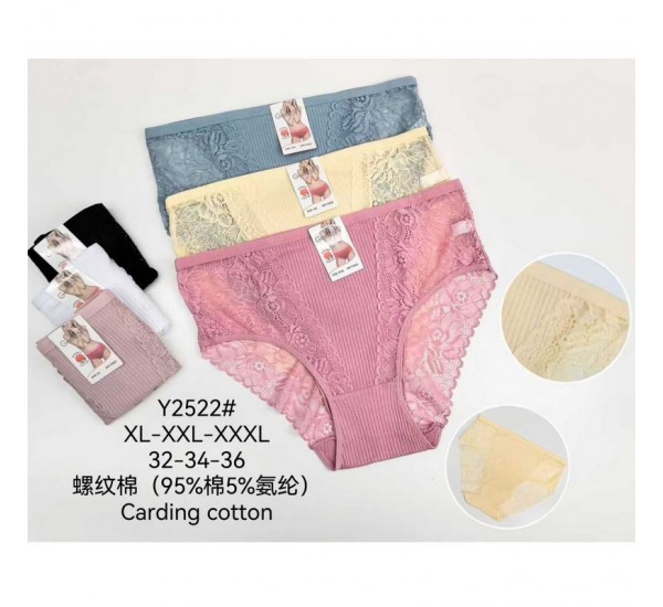 Труси жіночі, коттон 12 шт (1-3XL) KiE_Y2522