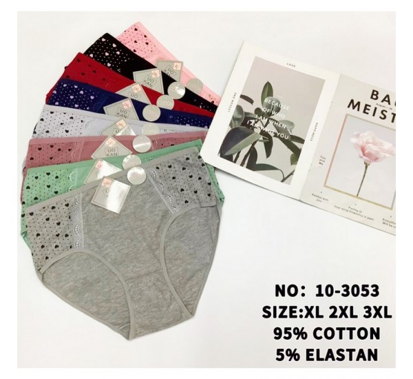 Труси жіночі батал 12 шт (1-3XL) рубчик KiE_10-3053