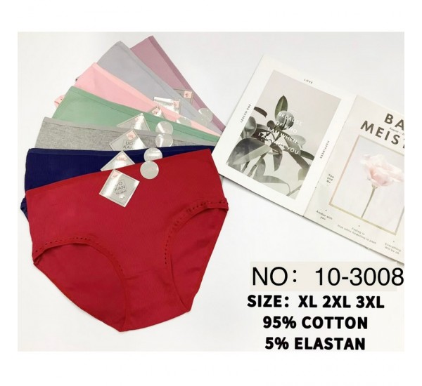 Труси жіночі батал 12 шт (1-3XL) рубчик KiE_10-3008