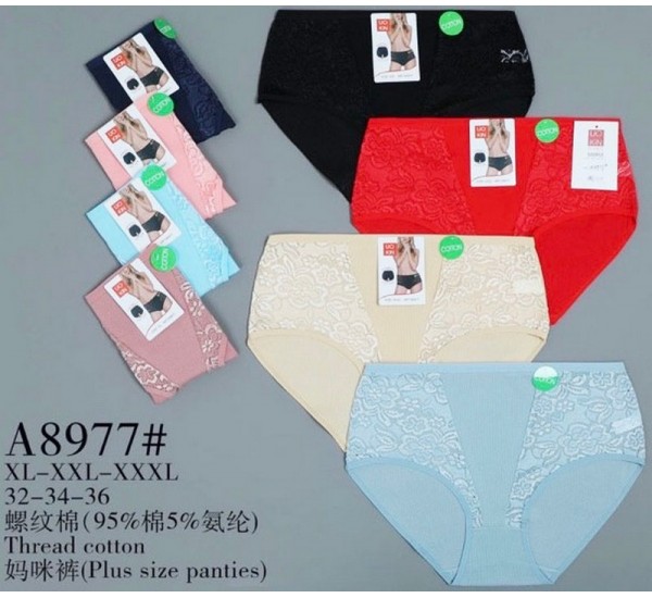 Труси жіночі 12 шт (1-3XL) коттон KiE_A8977