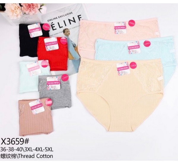 Трусы женские 12 шт (3-5XL) коттон KiE_X3659