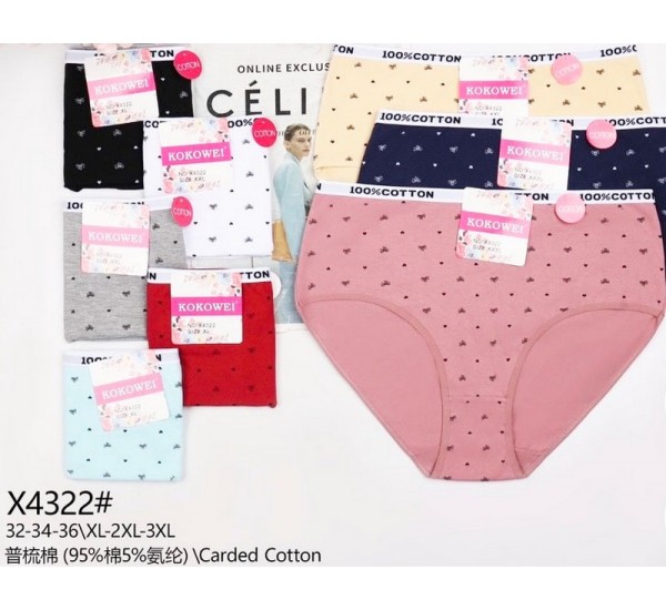 Труси жіночі 12 шт (1-3XL) коттон KiE_X4322