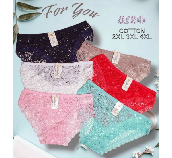 Труси жіночі, гіпюр 12 шт (2-4XL) KiE_812