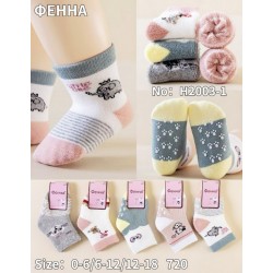 Шкарпетки для немовлят 12 шт (0-18 міс) махра KiE_H2003-1