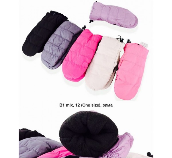 Рукавиці жіночі 12 шт (норма) нейлон/фліс LeR_B-1