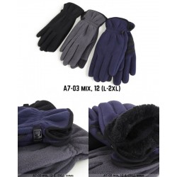 Рукавички чоловічі, сенсор 12 шт (L-2XL) фліс/хутро LeR_A7-03