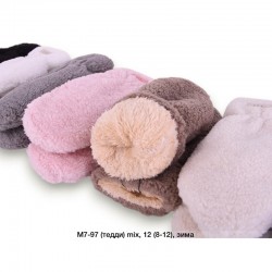 Рукавиці дитячі 12 шт (8-12 років) тедді/хутро LeR_M7-97b