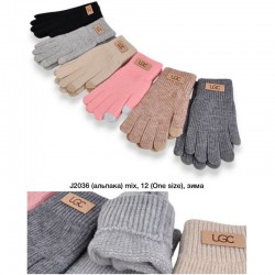 Рукавички жіночі, сенсор 12 шт (універсальний) альпака LeR_J2036