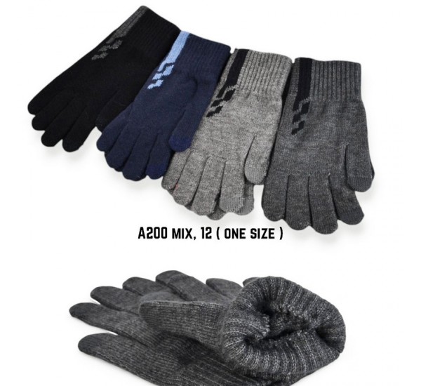 Рукавички чоловічі, сенсор 12 шт (універсальний) акріл LeR_A200