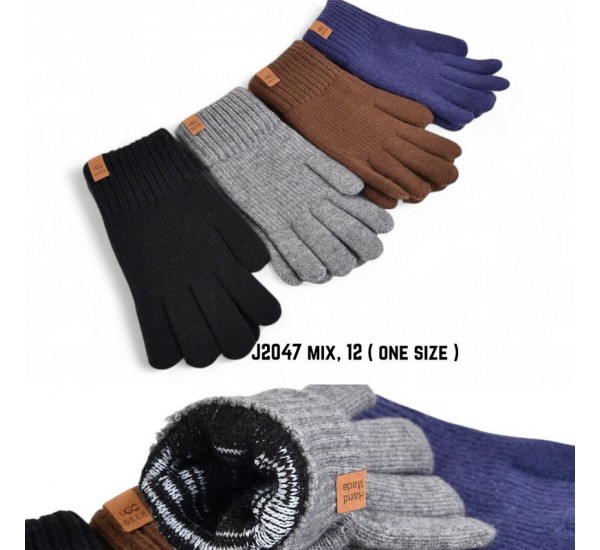 Перчатки мужские 12 шт (универсальный) акрил/шерсть LeR_J2047