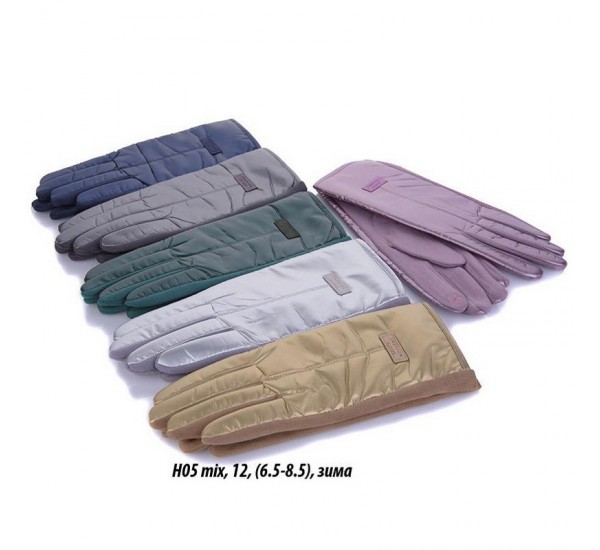 Перчатки женские, сенсор 12 шт (6,5-8,5 р) плащёвка/плюш LeR_H05