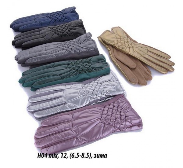 Рукавички жіночі, сенсор 12 шт (6,5-8,5 р) плащівка/плюш LeR_H04