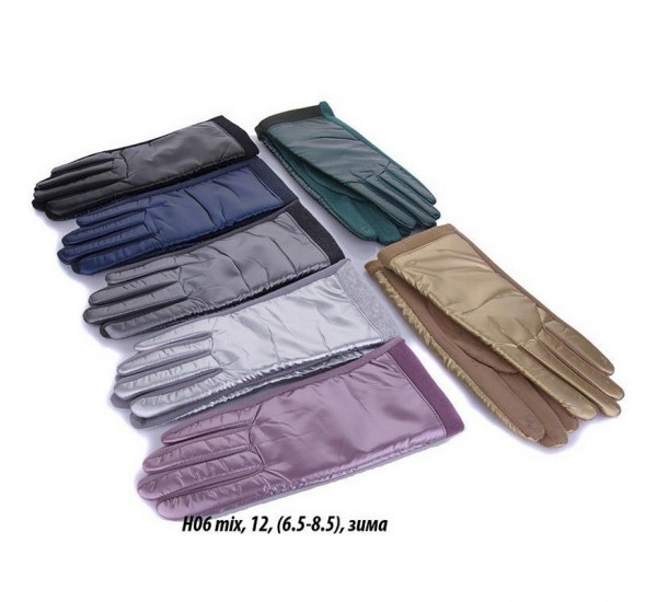 Перчатки женские, сенсор 12 шт (6,5-8,5 р) плащёвка/плюш LeR_H06