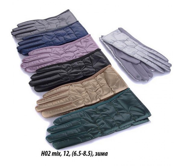 Рукавички жіночі, сенсор 12 шт (6,5-8,5 р) плащівка/плюш LeR_H02