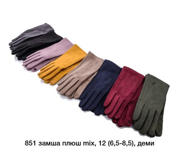 Перчатки женские, сенсор 12 шт (6,5-8,5 р) замш/плюш LeR_851