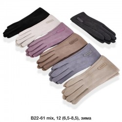 Рукавички жіночі, сенсор 12 шт (6,5-8,5 р) замш/плюш LeR_B22-61