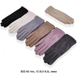 Рукавички жіночі, сенсор 12 шт (6,5-8,5 р) замш/плюш LeR_B22-62