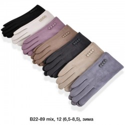 Рукавички жіночі, сенсор 12 шт (6,5-8,5 р) замш/плюш LeR_B22-89