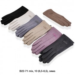Рукавички жіночі, сенсор 12 шт (6,5-8,5 р) замш/плюш LeR_B22-71