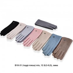 Рукавички жіночі, сенсор 12 шт (6,5-8,5 р) тедді/плюш LeR_B18-31