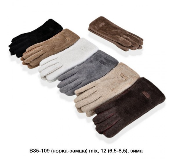 Рукавички жіночі, сенсор 12 шт (6,5-8,5 р) норка/плюш LeR_B35-109