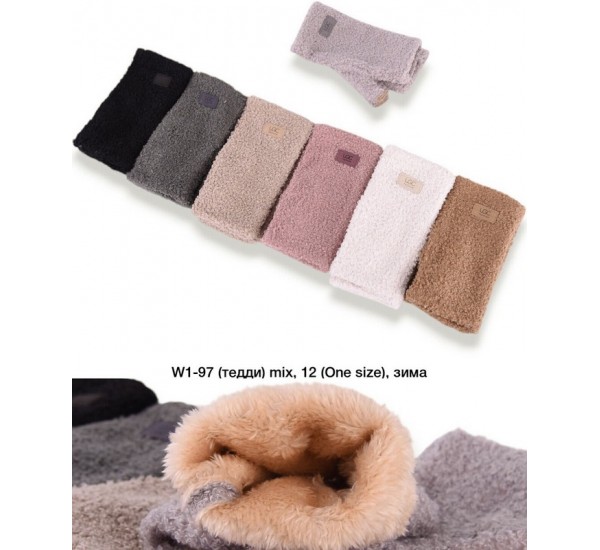 Мітенки жіночі, 12 шт (норма) тедди/хутро LeR_W1-1-97