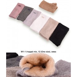 Мітенки жіночі, 12 шт (норма) тедди/хутро LeR_W1-1
