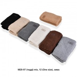 Мітенки жіночі, 12 шт (норма) тедди/хутро LeR_M28-97