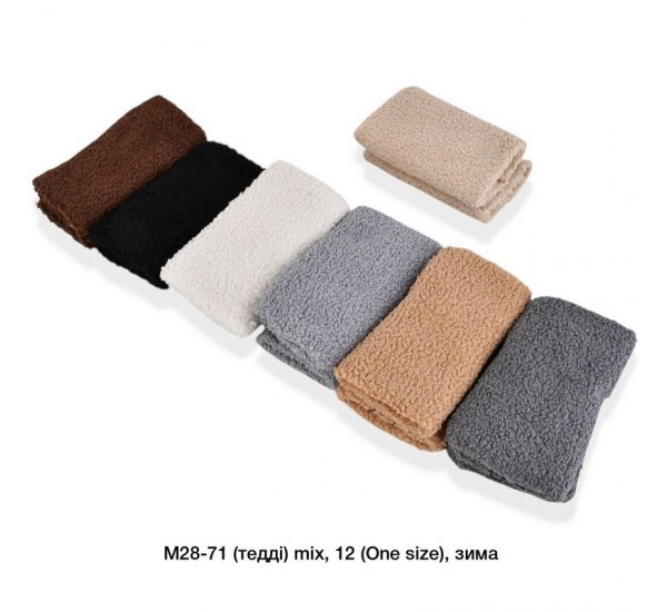 Мітенки жіночі, 12 шт (норма) тедди/хутро LeR_M28-71