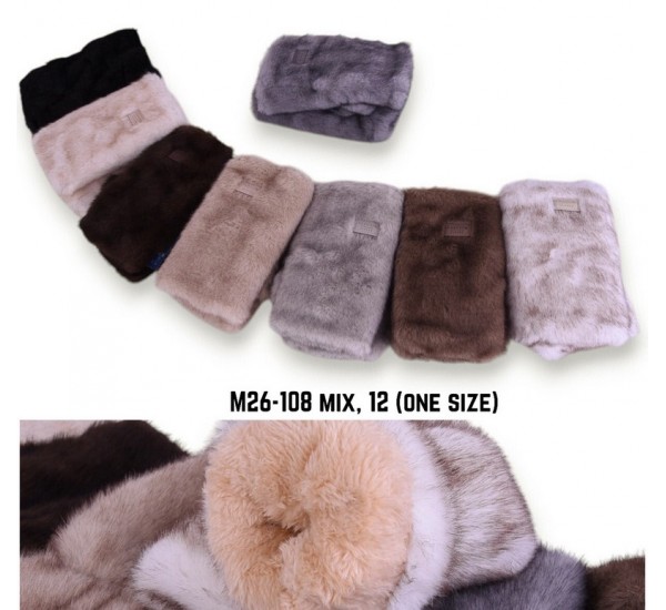 Мітенки жіночі, 12 шт (норма) хутро LeR_M26-108