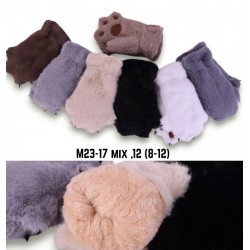 Рукавиці дитячі 12 шт (10-14 років) хутро LeR_M23-17