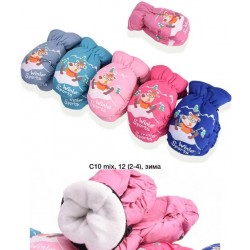 Рукавиці дитячі 12 шт (2-4 роки) нейлон/фліс LeR_C10