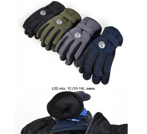 Перчатки детские 12 шт (10-14 лет) нейлон/флис LeR_L-02