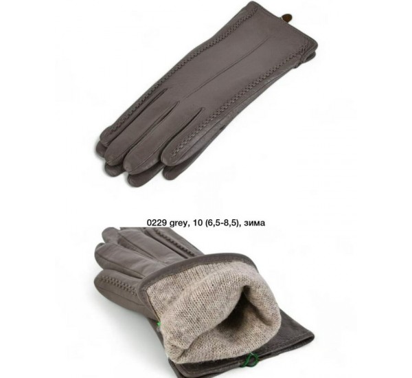 Перчатки женские 10 шт (6,5-8,5 р) кожа/шерсть LeR_0229