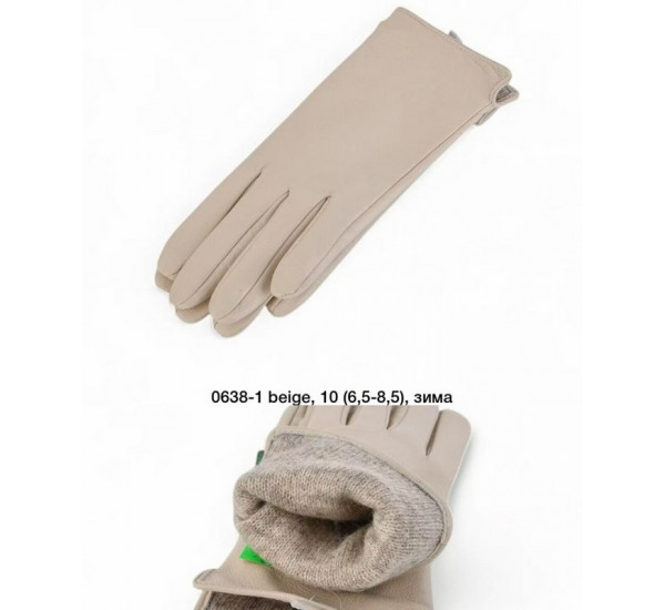 Перчатки женские 10 шт (6,5-8,5 р) кожа/шерсть LeR_0638-1