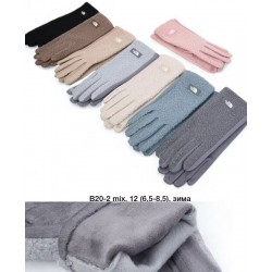 Рукавички жіночі 12 шт (6,5-8,5 р) тедді/плюш LeR_B20-2