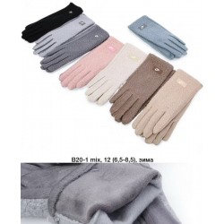 Рукавички жіночі 12 шт (6,5-8,5 р) тедді/плюш LeR_B20-1
