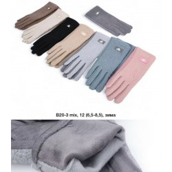 Рукавички жіночі 12 шт (6,5-8,5 р) тедді/плюш LeR_B20-3