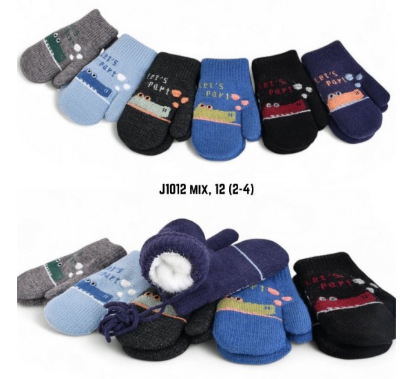 Рукавиці подвійні дитячі 12 шт (2-4 роки) акріл LeR_J1012