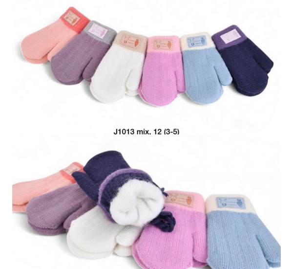 Рукавиці подвійні дитячі 12 шт (2-4 роки) акріл LeR_J1013