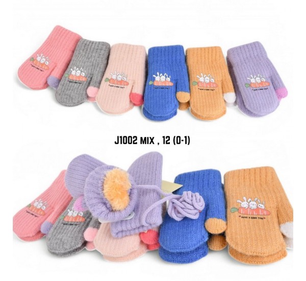 Рукавиці дитячі 12 шт (1-2 роки) хутро LeR_J1002