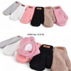 Рукавиці дитячі 12 шт (7-9 років) тедді/махра LeR_J1023